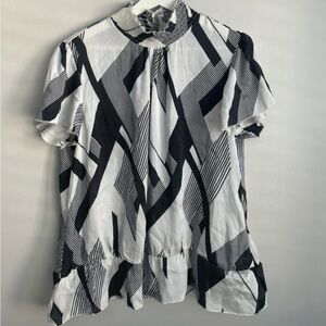 Black and White Geometric Women's Blouse
